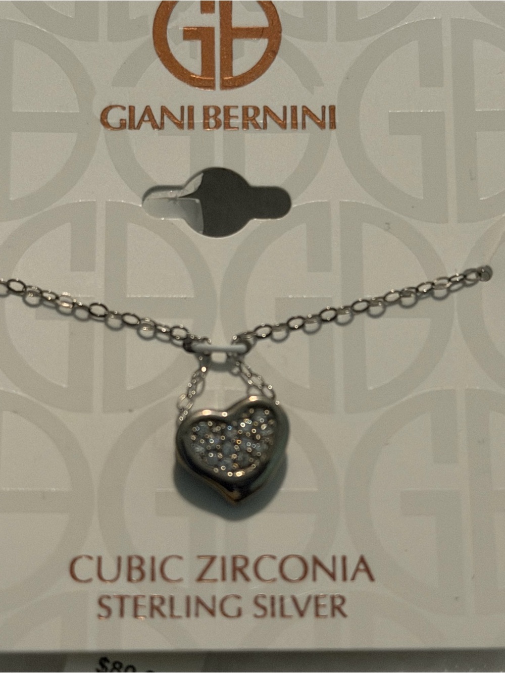 Giani Bernini Silver Heart Pendant Necklace with Cubic Zirconia